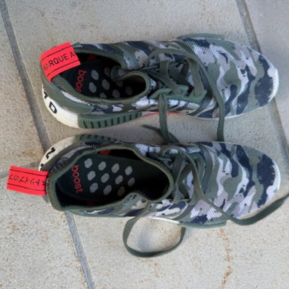 Adidas NMD R1 Boost Olive Duck Camo Athletic Running Shoes Men's Size 9 - Picture 1 of 10